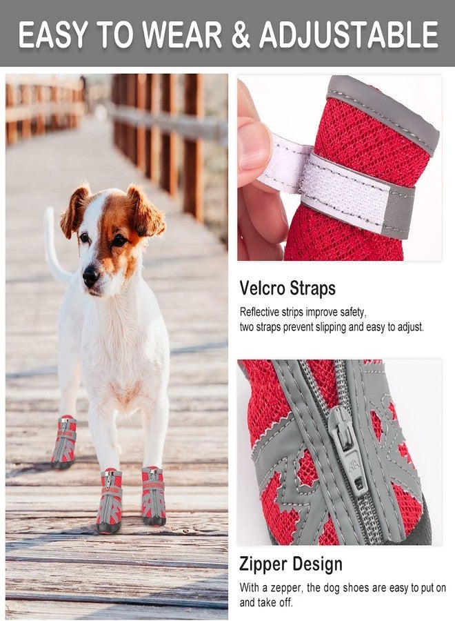 PETANGEL Boots for Hot Pavement Hardwood Floor, Breathable Shoes for Small Medium Dogs With Reflective & Adjustable Strap Zipper, Antislip Paw Protection Booties (Size: 4) - Image 2
